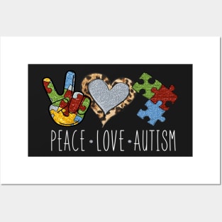 Peace Love Autism Awareness Posters and Art